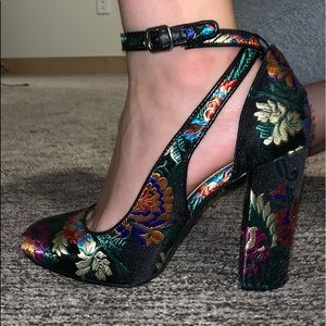 Women’s floral embroidered heels